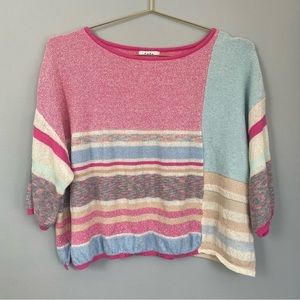 Fate Patchwork knit Top shortsleeved boho retro style‎